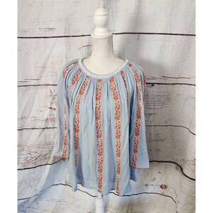 Tory Burch Alexandria Embroidered and Beaded Boho Pleasant Blouse Size 2